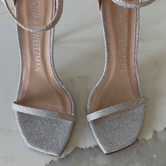 STUART WEITZMAN Nudistcurve Textured Ankle Strap Sandals - Picture 8 of 13